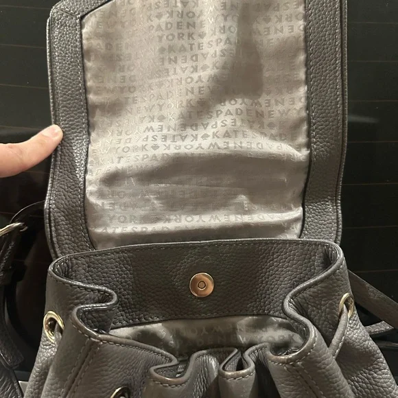 Kate Spade Gray Leather Backpack - Picture 3 of 6